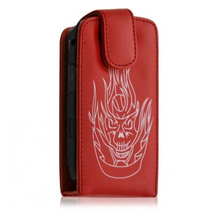 housse etui pour BlackBerry Torch 9800 Motif tête de mort couleur rouge + film protecteur ecran