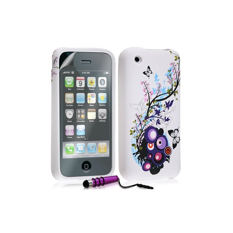 Housse étui coque en gel pour Apple Iphone 3G / 3GS avec motif HF01 + Mini sylet