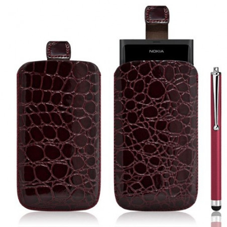 Housse coque étui pochette style croco pour Nokia Lumia 800 + Stylet