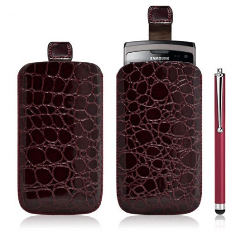 Housse coque étui pochette style croco pour Samsung Wave 2 S8530 + Stylet