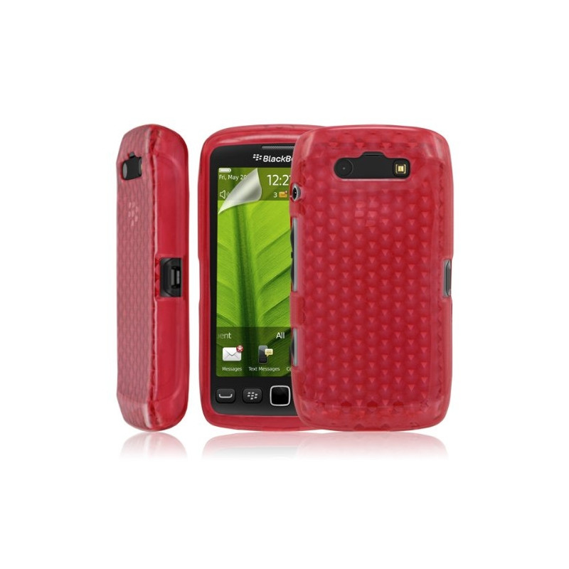 Housse Coque étui gel diamant transparent pour BlackBerry Torch 9860 couleur rouge + Film protecteur