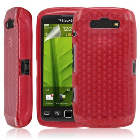 Housse Coque étui gel diamant transparent pour BlackBerry Torch 9860 couleur rouge + Film protecteur