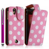 Housse étui coque pour Sony Ericsson Xperia Ray motif points couleur rose pale + stylet luxe + film écran