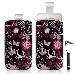 Housse coque étui pochette pour Sony Ericsson Xperia X8 avec motif + Stylet mini