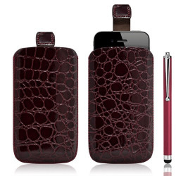 Housse coque étui pochette style croco pour Apple Iphone 4/4S + Stylet