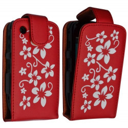 Housse coque étui rouge motif fleurs pour Blackberry Curve 8520 + film de protection