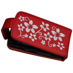 Housse coque étui rouge motif fleurs pour Blackberry Curve 8520 + film de protection