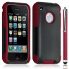 Housse étui coque pour Apple Iphone 3G/3GS couleur rouge + Stylet luxe + Film de protection