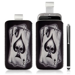 Housse coque étui pochette pour HTC Wildfire S avec motif + Stylet luxe