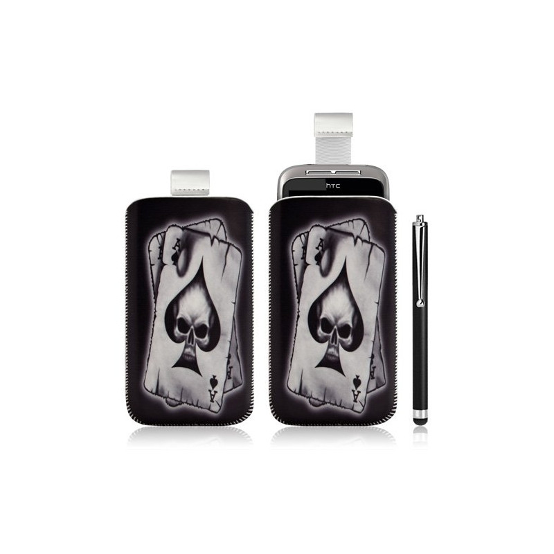 Housse coque étui pochette pour HTC Wildfire S avec motif + Stylet luxe