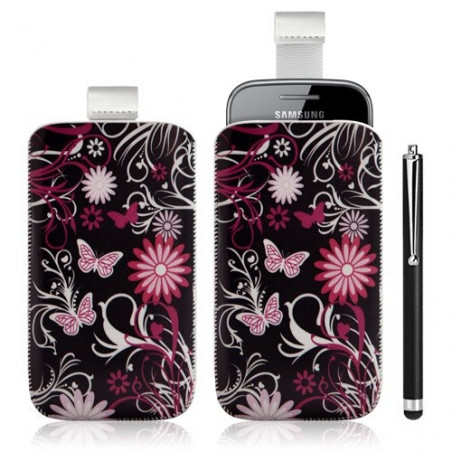 Housse coque étui pochette pour Samsung Galaxy Gio S5660 avec motif + Stylet