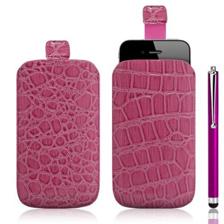 Housse coque étui pochette style croco pour Apple Iphone 4/4S + Stylet