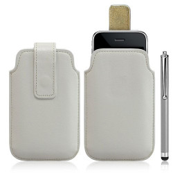 Housse coque étui pochette blanc pour Apple Iphone 3G/3GS + Stylet