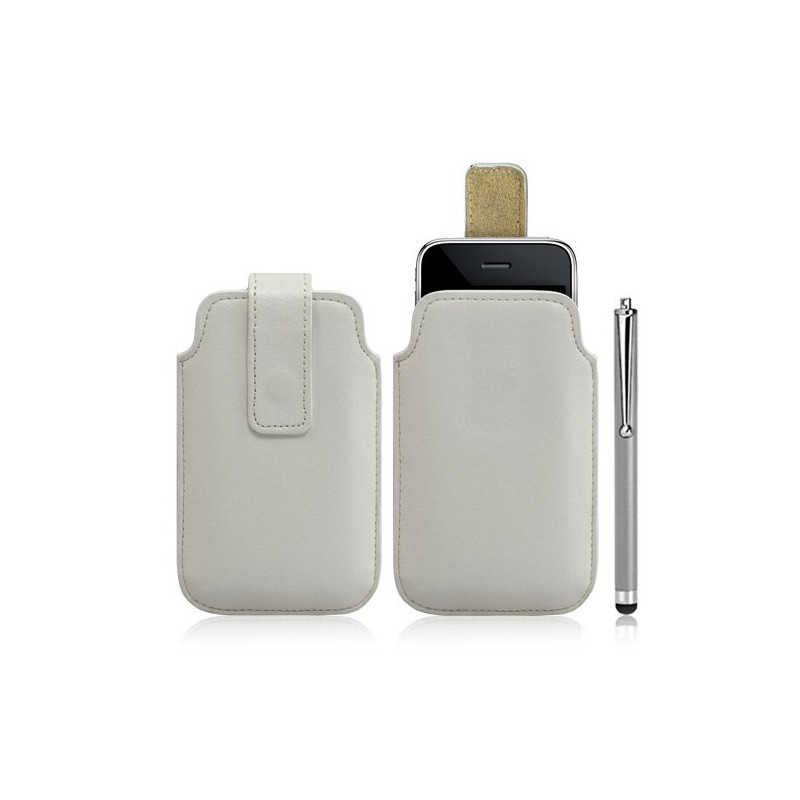 Housse coque étui pochette blanc pour Apple Iphone 3G/3GS + Stylet