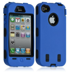 Housse étui coque pour Apple Iphone 4/4S couleur bleu + Film de protection