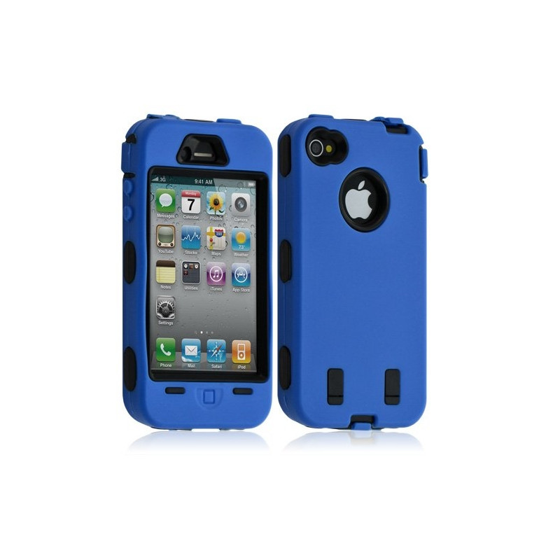 Housse étui coque pour Apple Iphone 4/4S couleur bleu + Film de protection