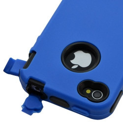 Housse étui coque pour Apple Iphone 4/4S couleur bleu + Film de protection