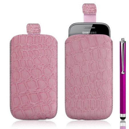 Housse coque étui pochette style croco pour Samsung Galaxy Gio S5660 + Stylet