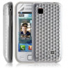 Housse coque etui gel damier transparent pour Samsung Wave 575 S5750 couleur blanc