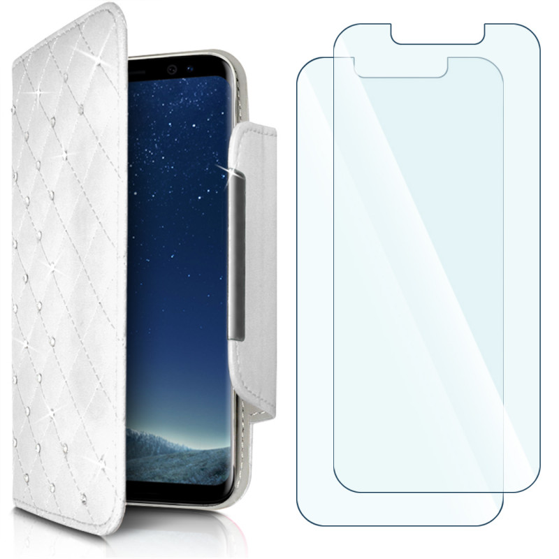 Etui Universel XL Style Diamant blanc pour Wiko View 2 Go