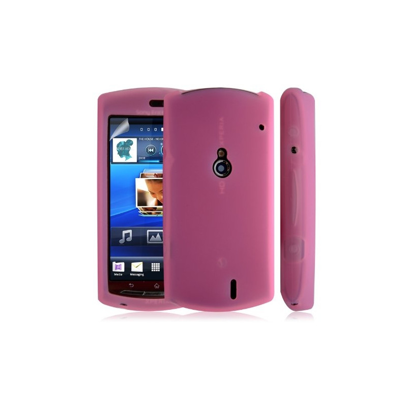 Housse coque étui en silicone pour Sony Ericsson Xperia Kyno couleur rose + film protecteur