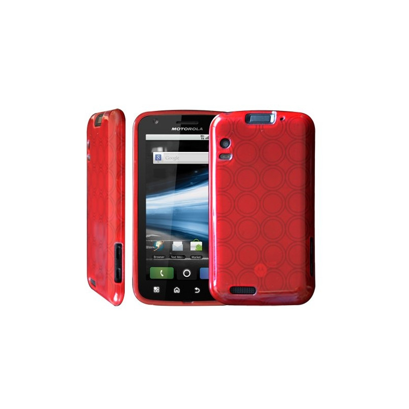 housse étui coque silicone en gel rouge pour Motorola Atrix + film de protection
