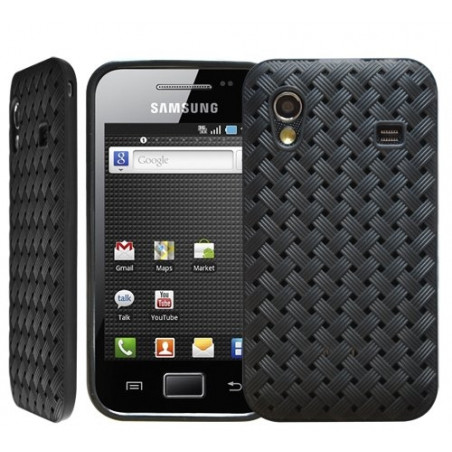 housse étui coque souple tressée grise pour Samsung Galaxy Ace s5830 + Film de protection