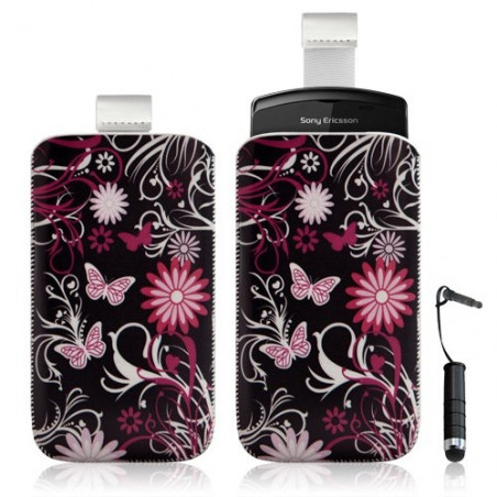 Housse coque étui pochette pour Sony Ericsson Xperia Play avec motif + Stylet mini