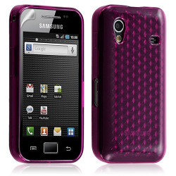 Housse étui coque en gel diamant transparent pour Samsung Galaxy Ace S5830 couleur rose fuschia