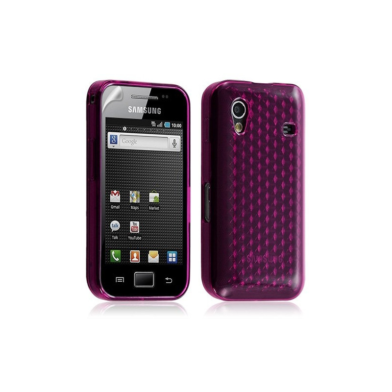 Housse étui coque en gel diamant transparent pour Samsung Galaxy Ace S5830 couleur rose fuschia