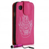 Housse coque étui pour Samsung Galaxy S i9000 motif tête de mort couleur rose fuschia + Mini Stylet + film écran