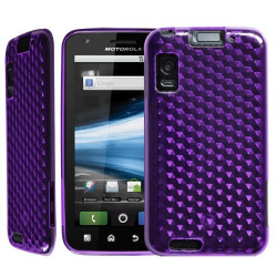 Housse étui coque en gel violet pour Motorola Atrix + Film Protecteur