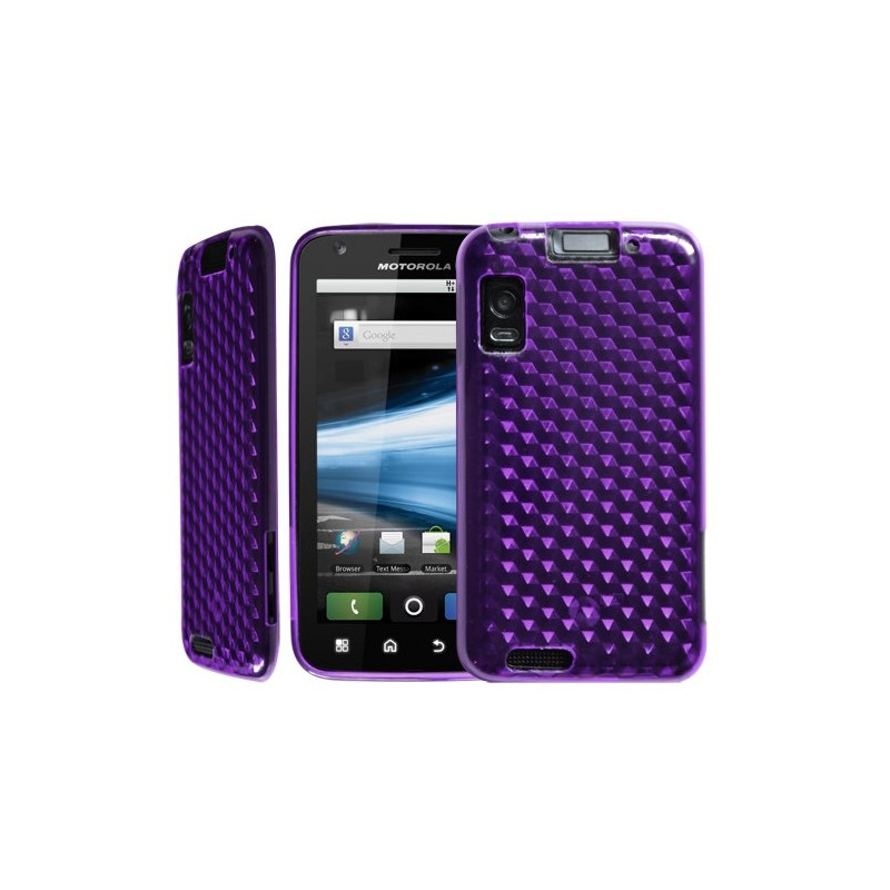 Housse étui coque en gel violet pour Motorola Atrix + Film Protecteur