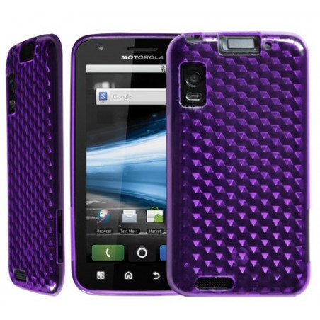 Housse étui coque en gel violet pour Motorola Atrix + Film Protecteur