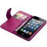 Housse Coque Etui Portefeuille pour Apple Iphone 5S couleur Rose Fushia