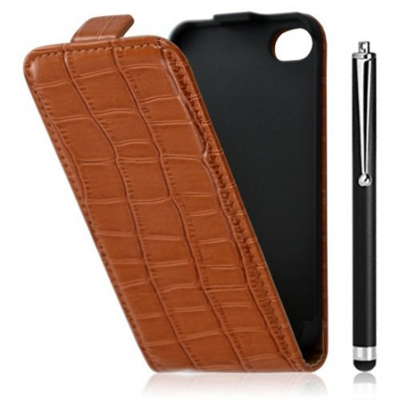 Housse étui coque style crocodile pour Apple Iphone 4/4S + stylet luxe