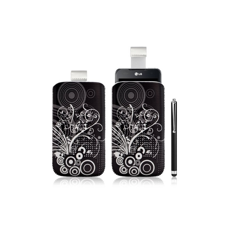 Housse coque étui pochette pour LG Optimus 2X avec motif + Stylet luxe