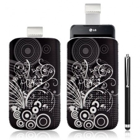 Housse coque étui pochette pour LG Optimus 2X avec motif + Stylet luxe