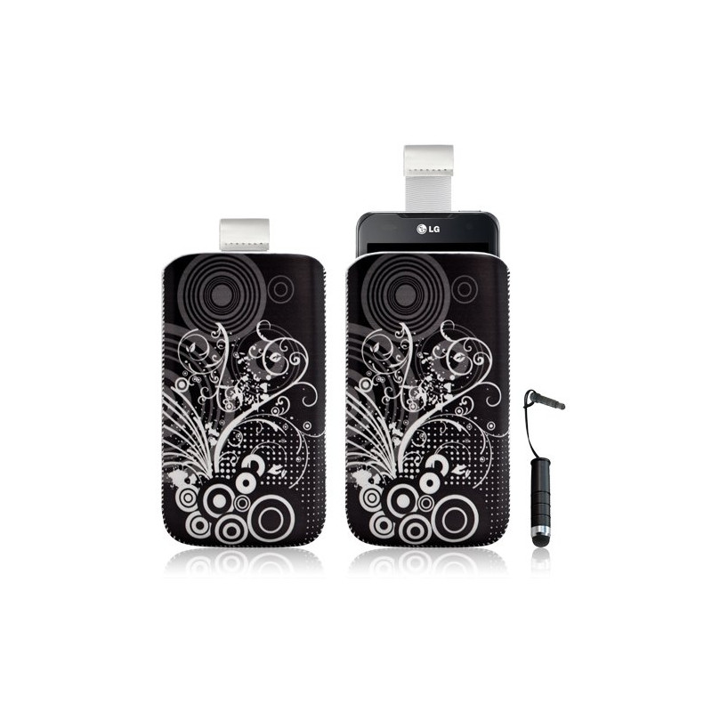 Housse coque étui pochette pour LG Optimus 2X avec motif + Stylet mini