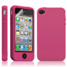 Housse étui coque silicone avec bouton tactile pour Apple Iphone 4/4S couleur rose fuschia