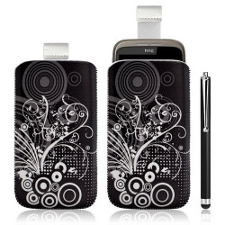 Housse coque étui pochette pour HTC Wildfire G8 avec motif + Stylet luxe