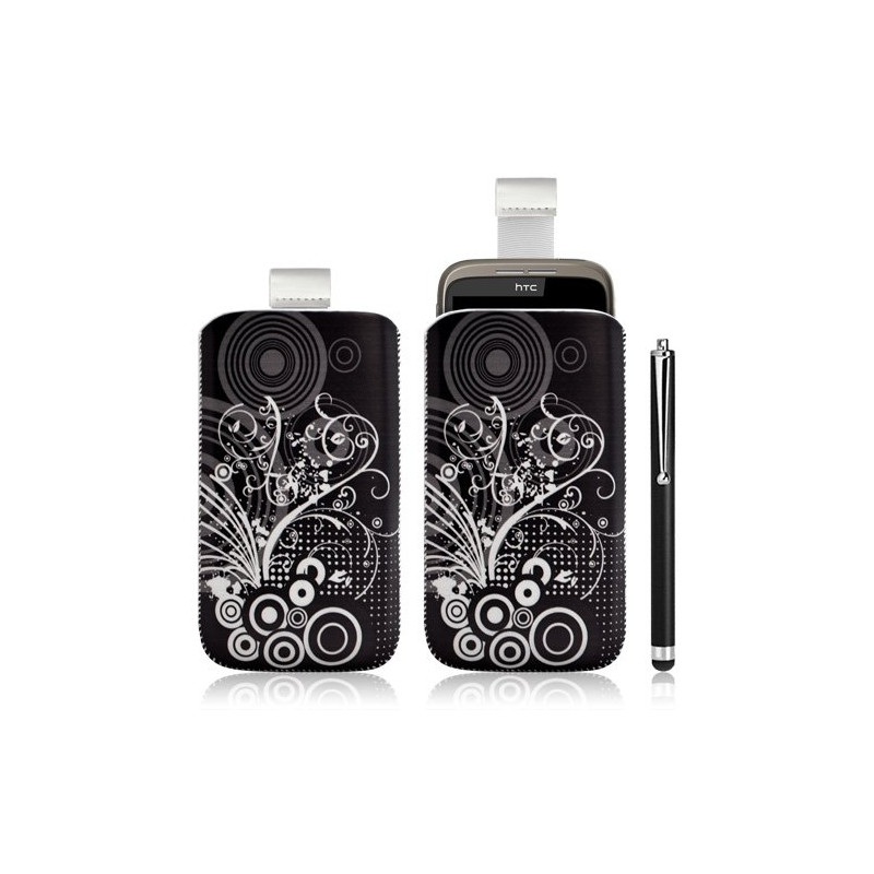 Housse coque étui pochette pour HTC Wildfire G8 avec motif + Stylet luxe