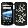 Housse étui coque rigide noir motif fleurs pour Motorola Atrix + Film de protection