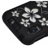 Housse étui coque rigide noir motif fleurs pour Motorola Atrix + Film de protection