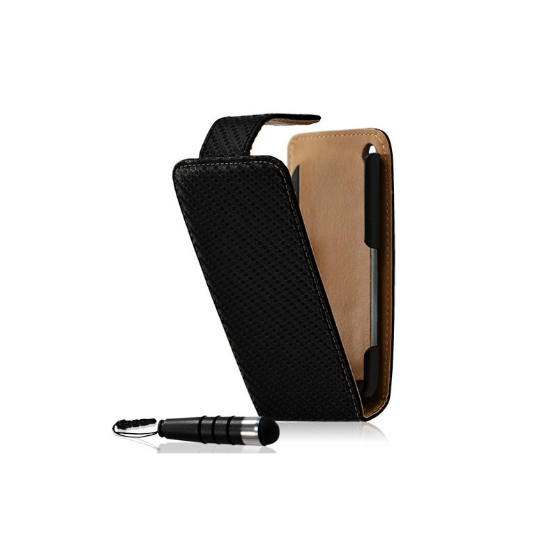 Housse coque étui gaufré pour Apple iphone 3G / 3GS couleur noir + Mini stylet + Film protecteur