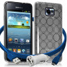 Housse Coque Style Cercle pour Samsung Galaxy S2 / S2 Plus Couleur Gris Translucide + Chargeur Auto