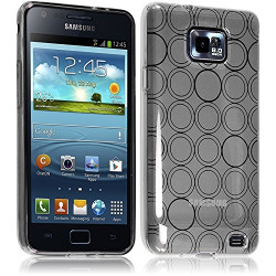 Housse Coque Style Cercle pour Samsung Galaxy S2 / S2 Plus Couleur Gris Translucide + Chargeur Auto