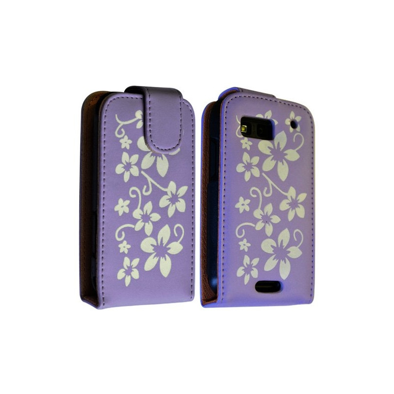 Housse coque étui fleur violet pour Motorola Defy + film protecteur