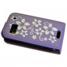 Housse coque étui fleur violet pour Motorola Defy + film protecteur