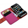 Housse coque étui portefeuille pour Apple Iphone 3G / 3GS motif fleur couleur rose fushia + Stylet luxe + film écran